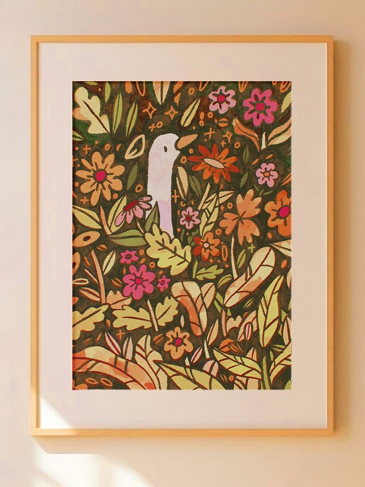 Goose in Flowers Print product image (1)