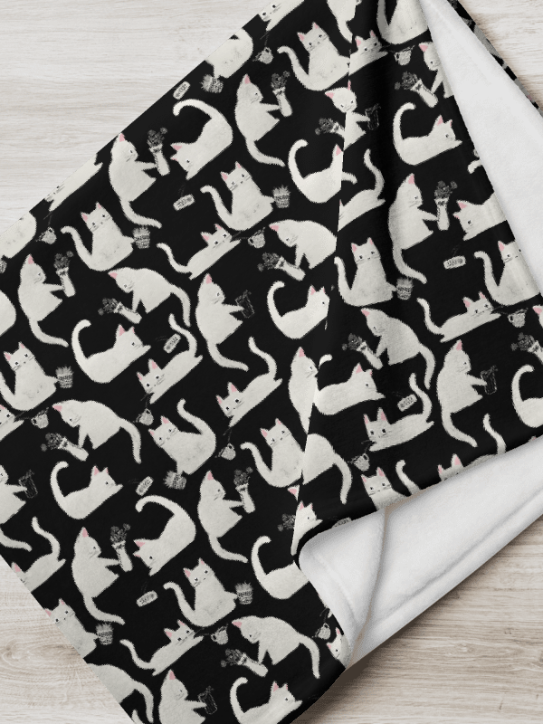 Bad Cats Knocking Stuff Over Throw Blanket, Black product image (3)