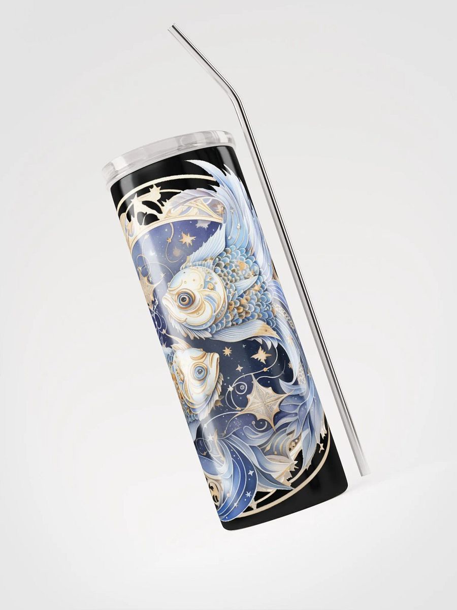 Pisces Zodiac Stainless Steel Tumbler: Dive into Dual Pisces Illustration Magic! ♓✨ product image (3)