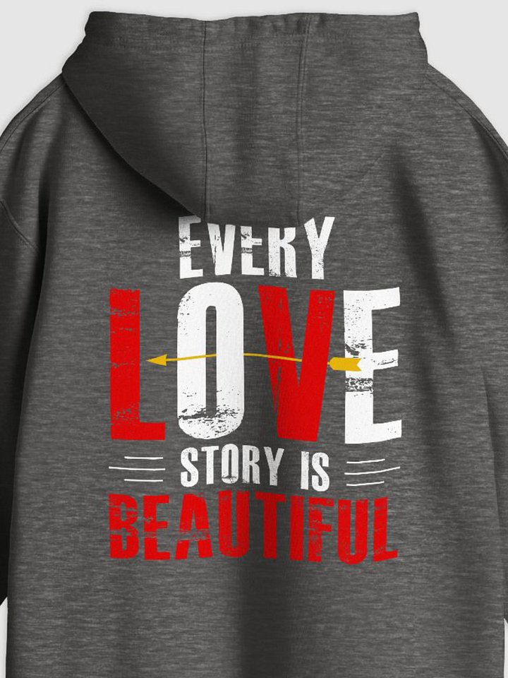Every Love Story is Beautiful Hoodie (Back Only, White Text) product image (1)