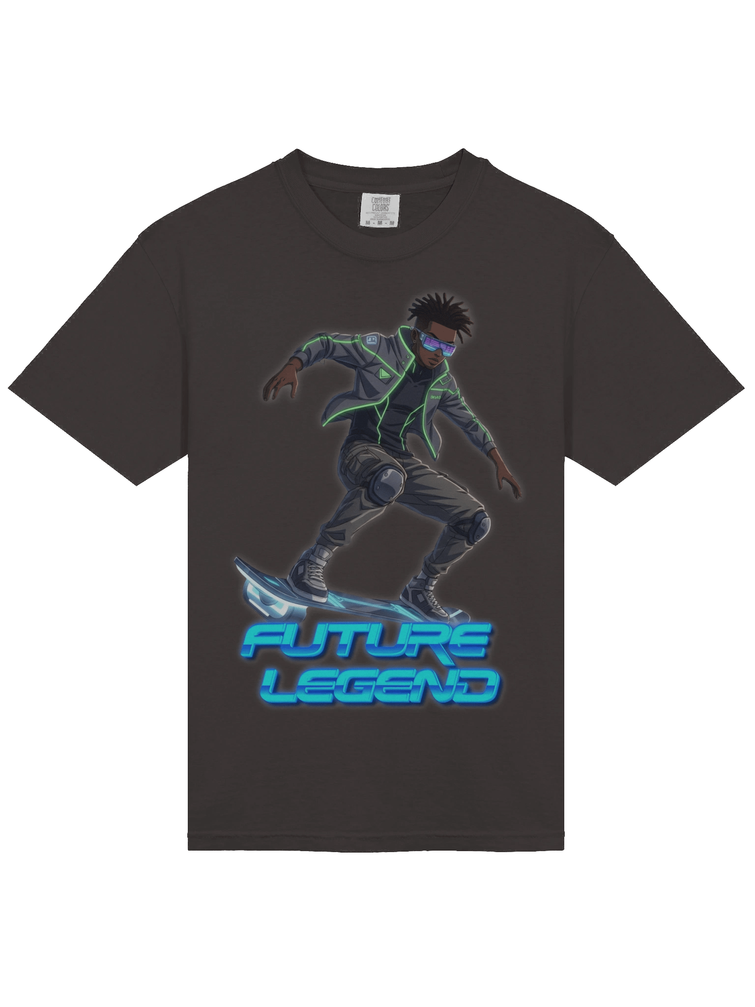 Future Legend Neon Skater T-Shirt – Cyber Streetwear Graphic T-Shirt for Adults and Young Adults product image (4)
