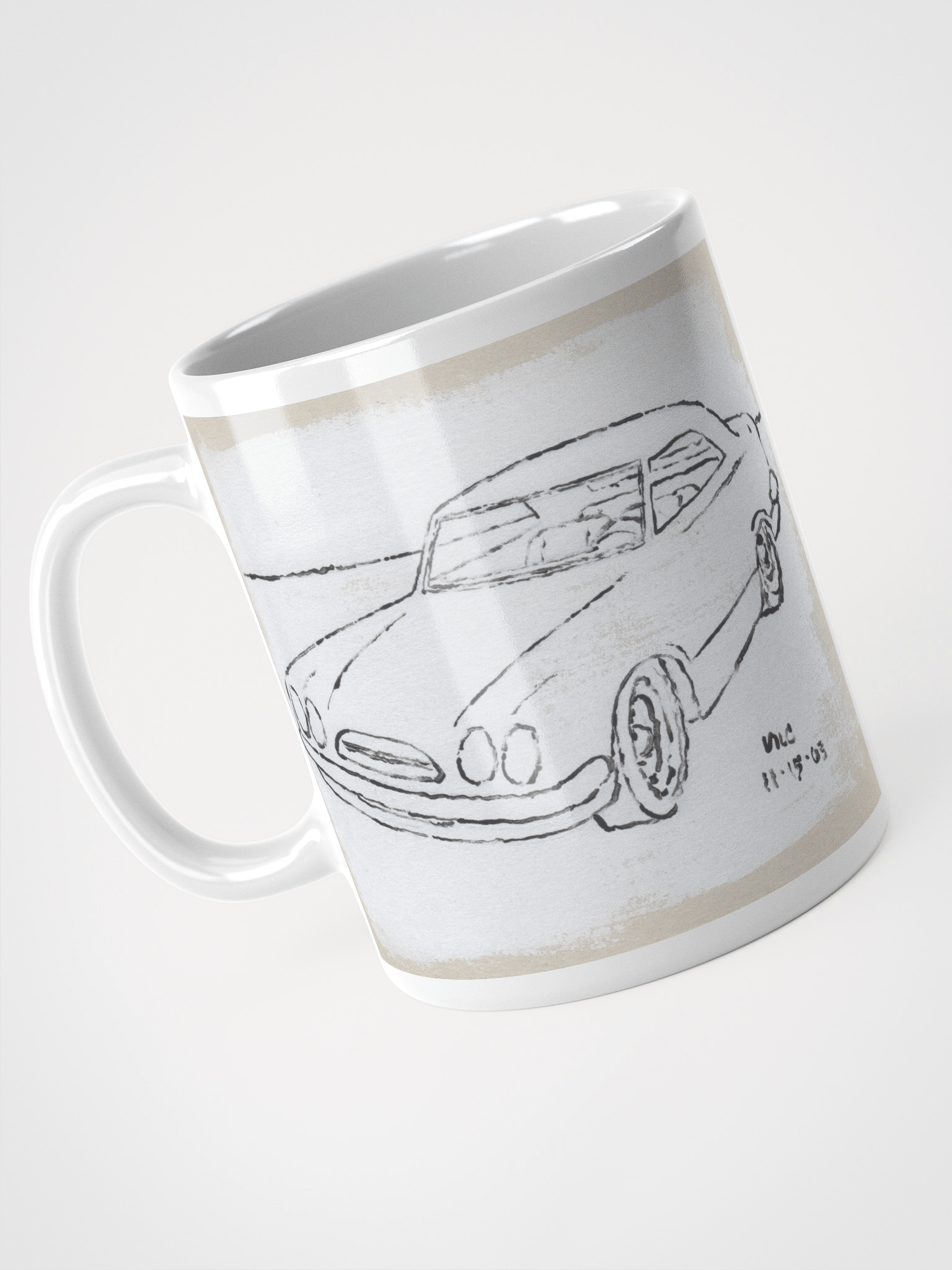 White Cars 3 & 4 on White Glossy Mug product image (3)
