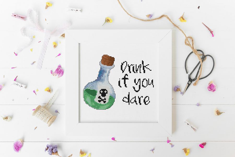 Drink If You Dare - Digital Cross Stitch Pattern product image (2)
