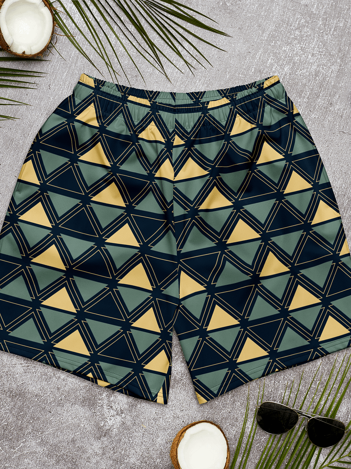 Triangulated Night Geometric All Over Print Athletic Long Shorts product image (2)