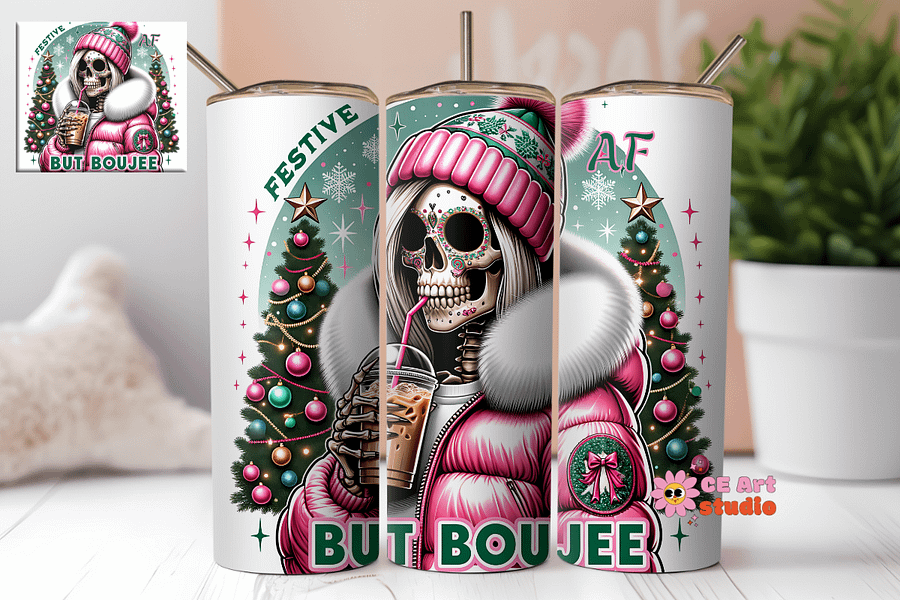 Festive AF But Boujee Tumbler Wrap PNG product image (1)