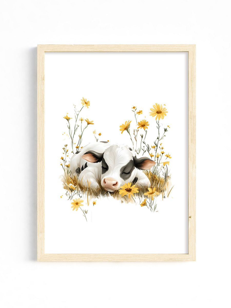 Holstein Cow Yellow Wildflower Nursery Print product image (33)