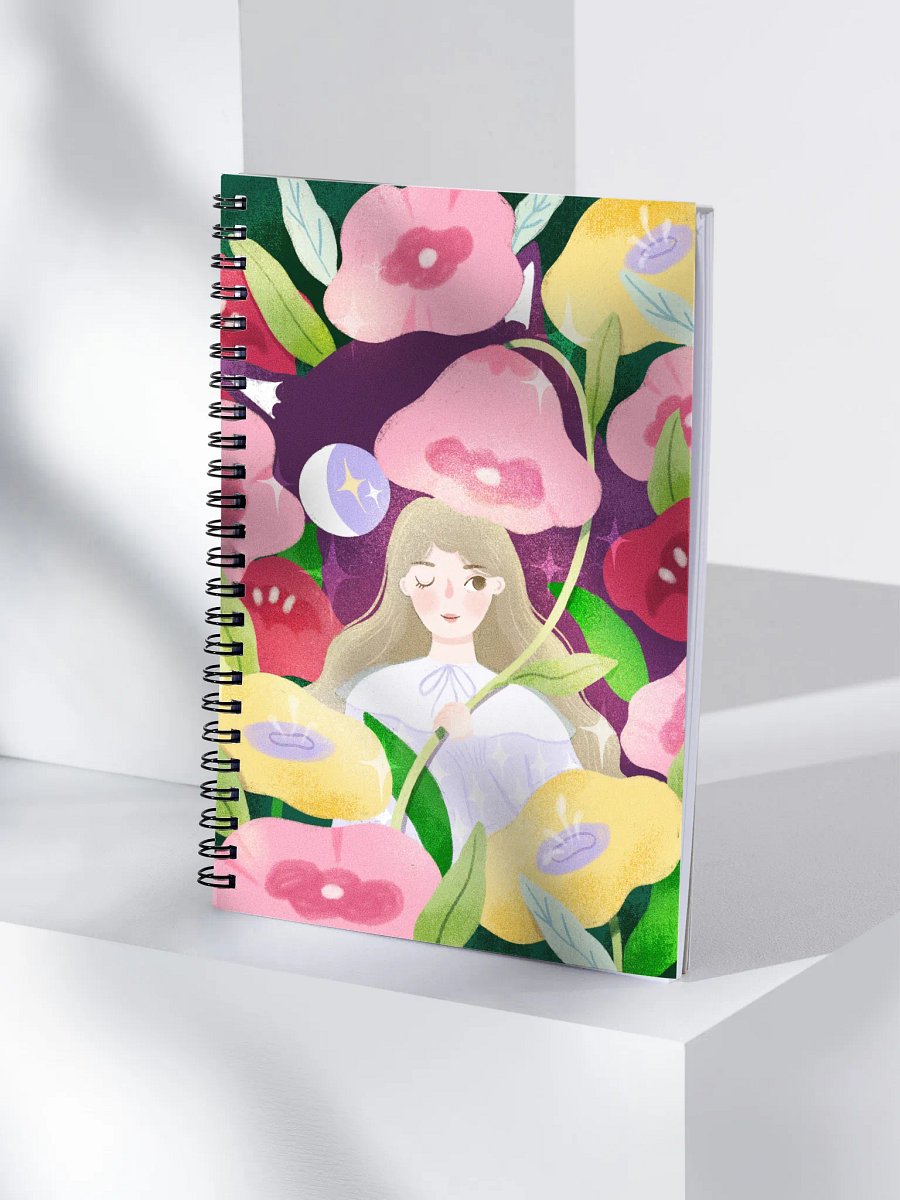 Enchanting Forest Night with Mysterious Cat illustration by Elrene Spiral Notebook product image (4)