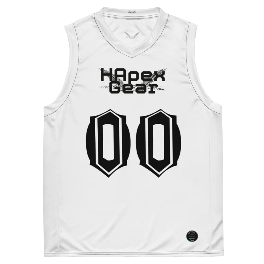 Neffex - White - Recycled Unisex Basketball Jersey - Black HApex Gear Black Logo product image (2)