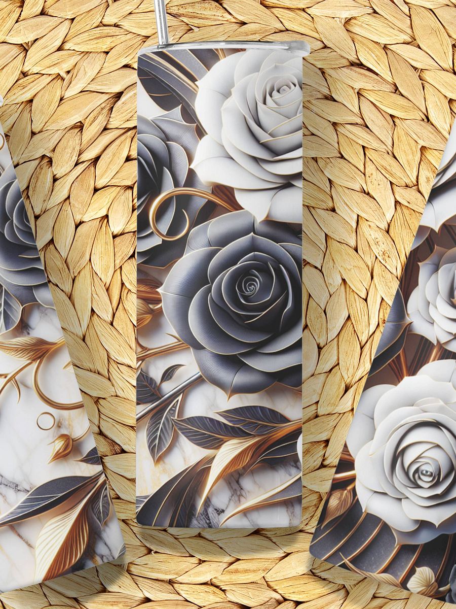 20 oz 3D Black Roses Floral Tumbler product image (4)