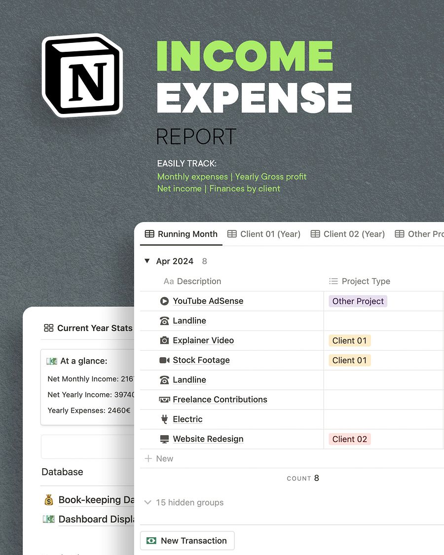Income | Expense Report (Notion Template) product image (1)