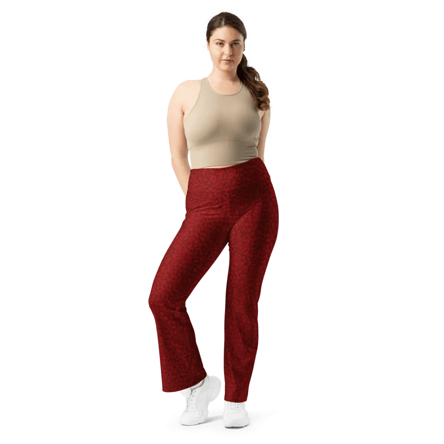 Burgundy Leopard Print Flare Leggings product image (7)