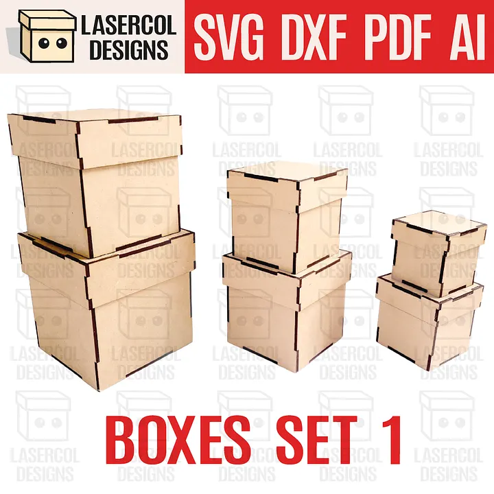 Boxes Set 1 (6 sizes) - Laser Cut Files product image (1)