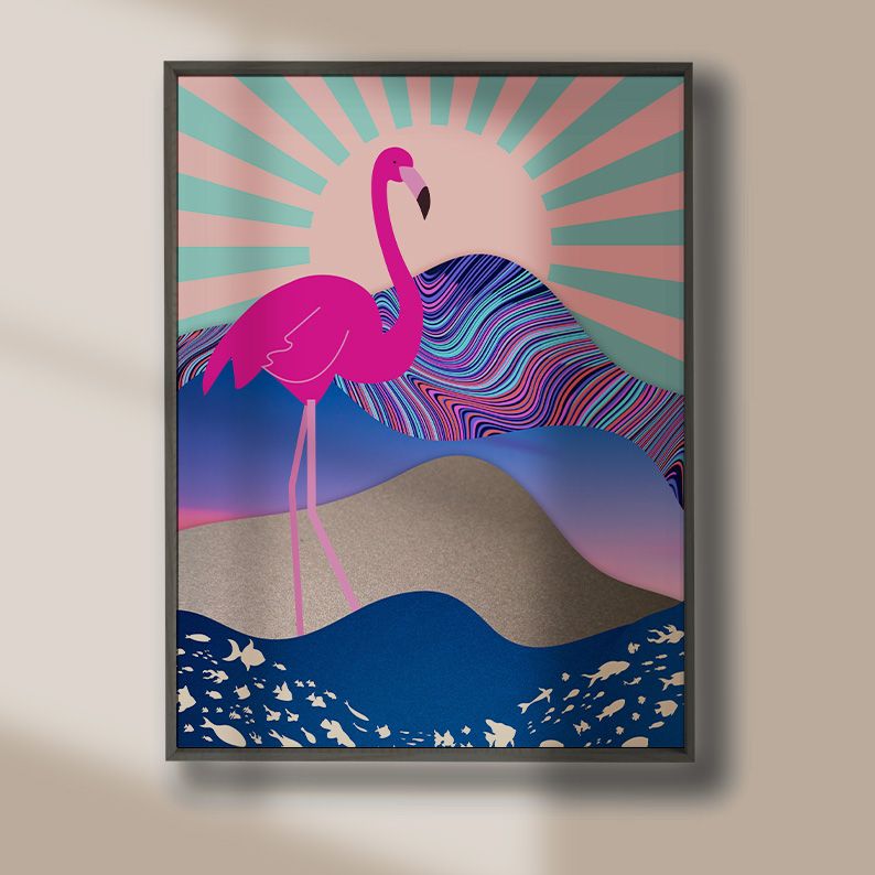 Funky Flamingo Collage Art Print product image (3)