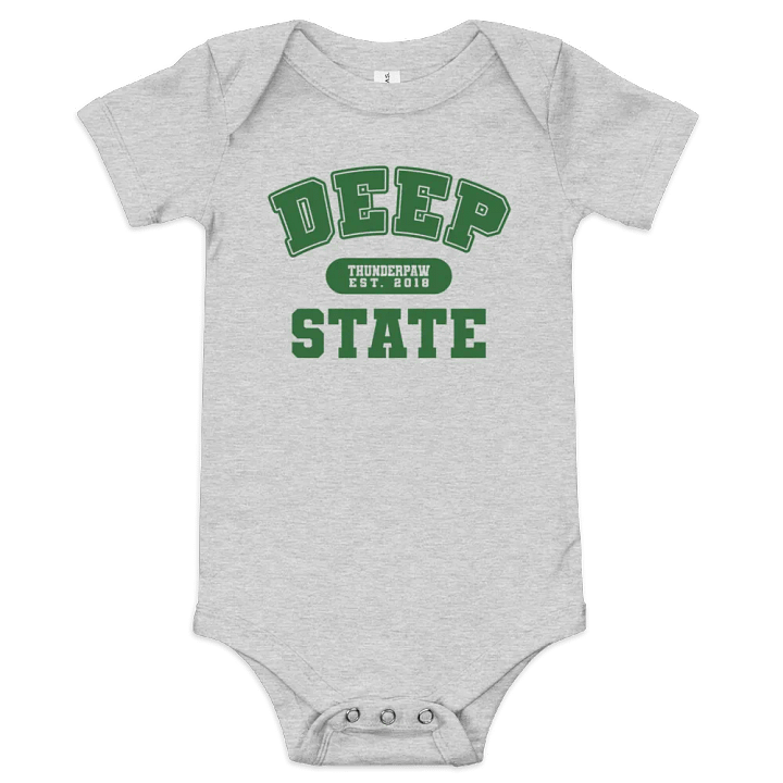 Deep State Varsity Baby Onesie product image (2)