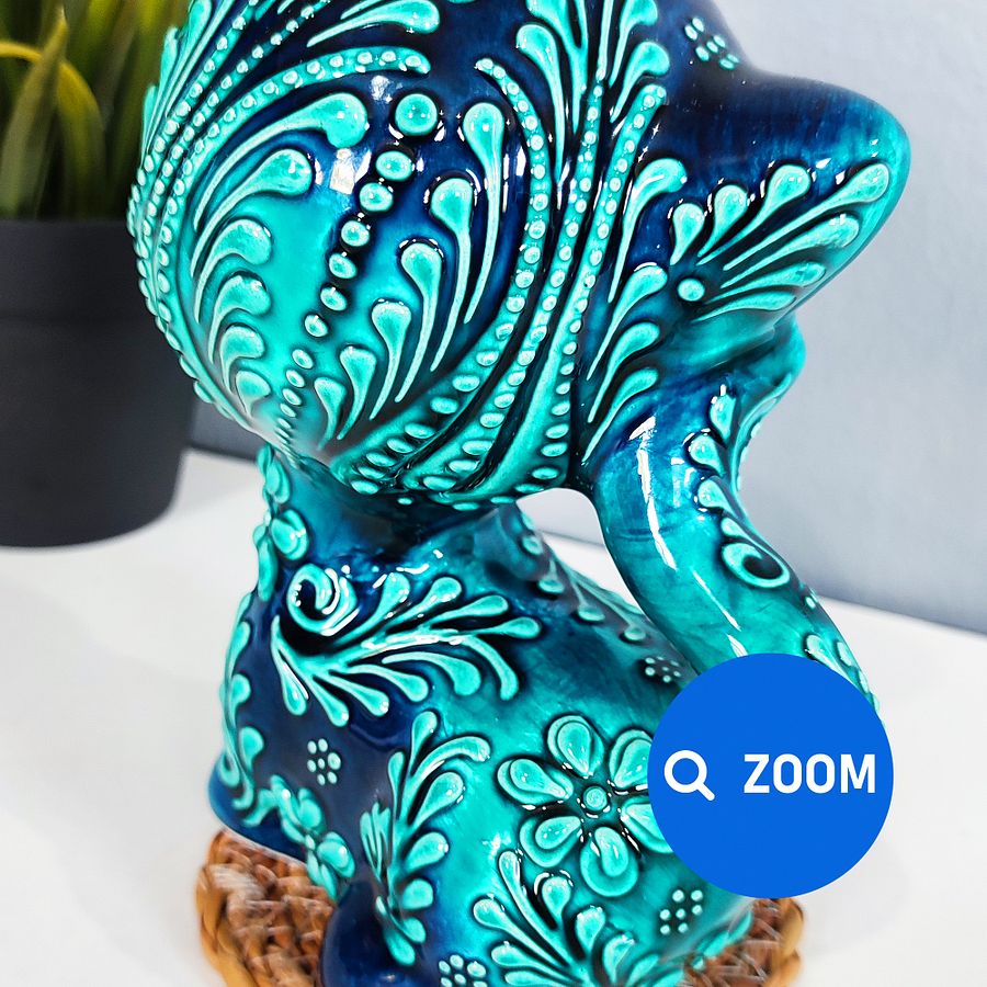 Ceramic handmade turquoise cat (big), Turkish decor — handmade pottery, handmade ceramic, home decor, handmade gift, Turkish ceramic product image (5)
