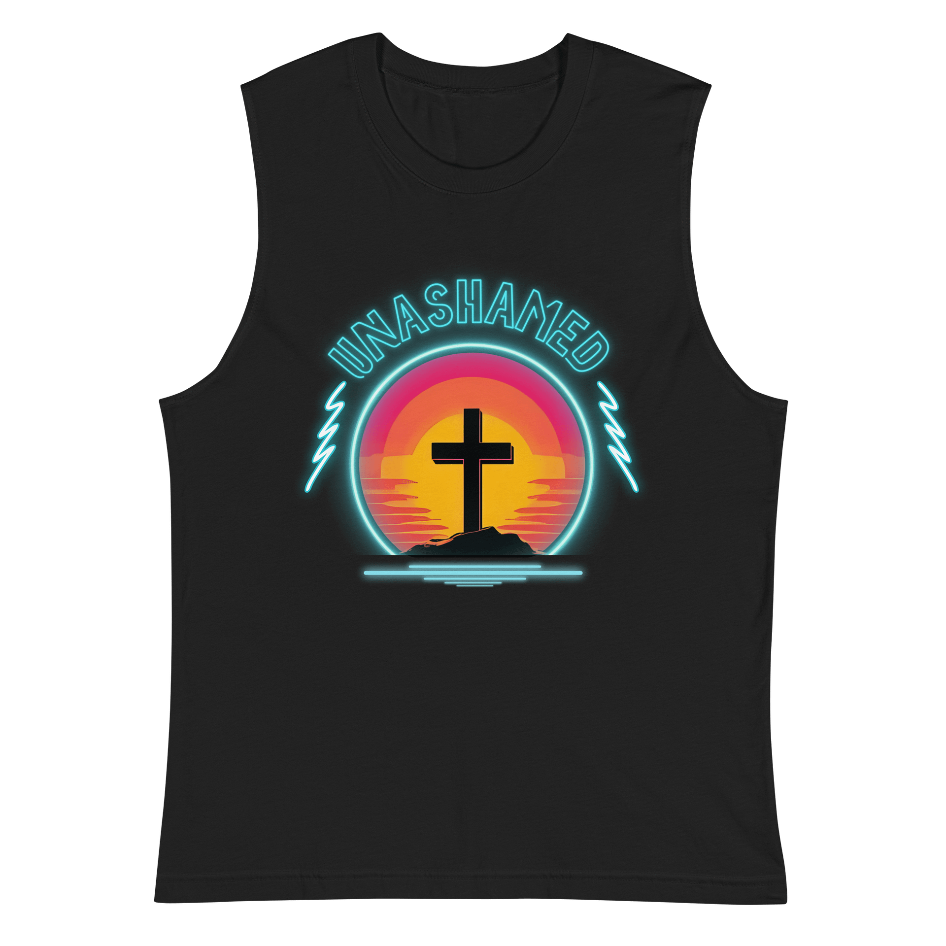 Unashamed Neon Cross Tank Top - Unisex Bella + Canvas Muscle Shirt fit product image (2)