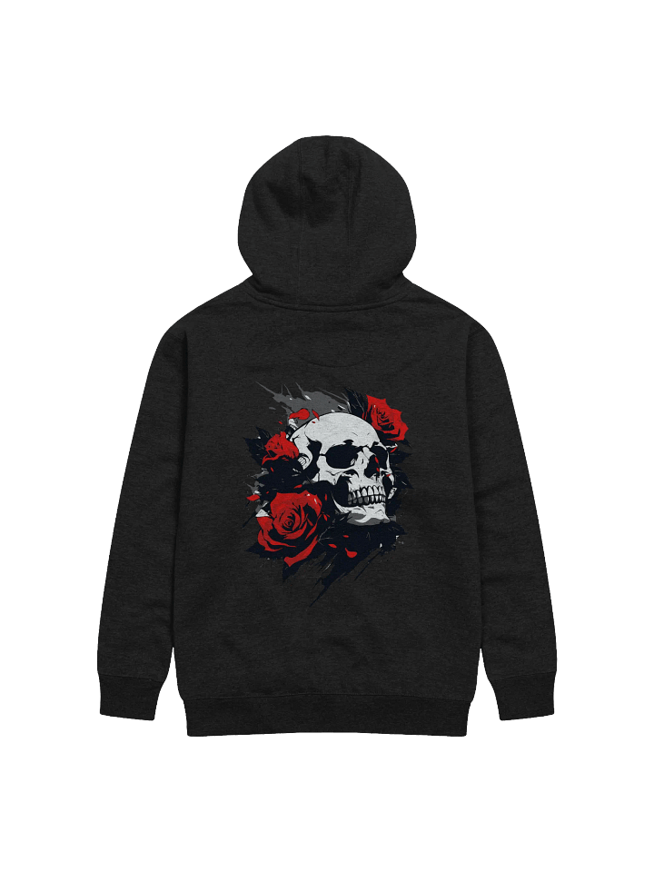 Rose-Adorned Skull Back Printed Hoodie product image (2)
