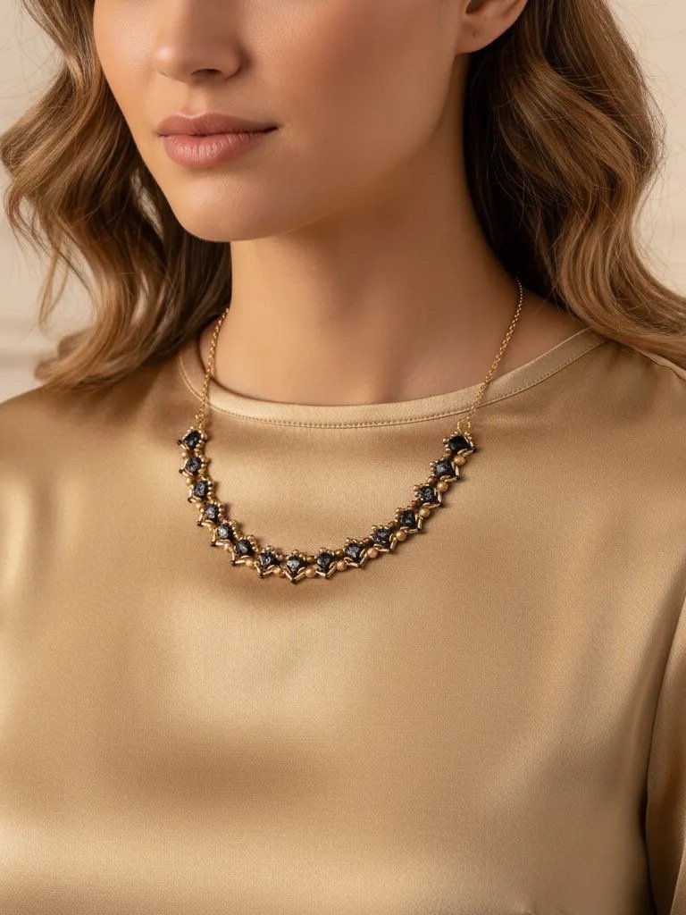 Queen’s Trellis Necklace - Gold, black product image (4)