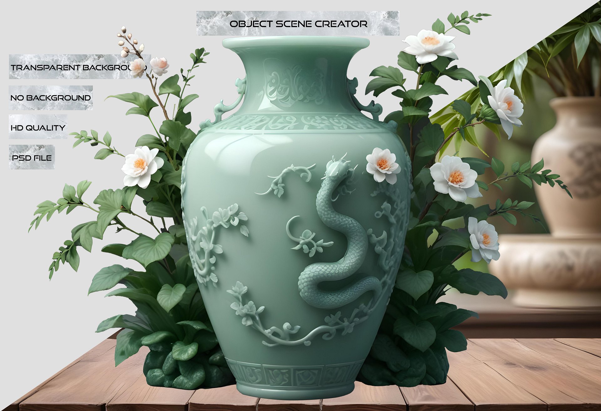 Celadon Jade Vase – Year of the Snake PNG product image (2)