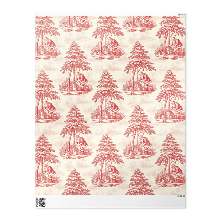Santa Claus Red Toile Chinoiserie Wrapping Paper product image (1)