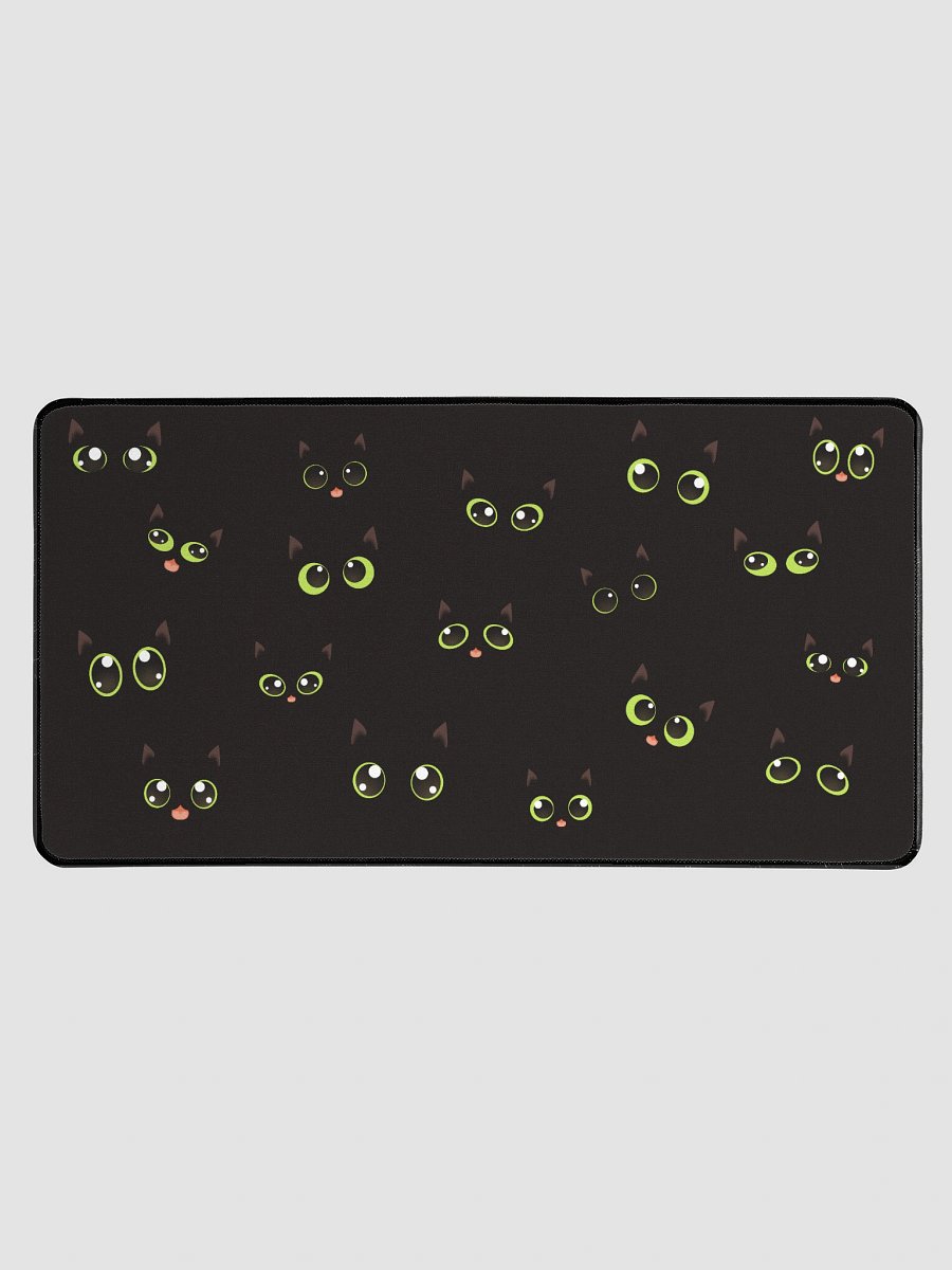Cute Black Cat Faces (Green Eyes) Desk Mat 15.5" x 31.5" product image (1)