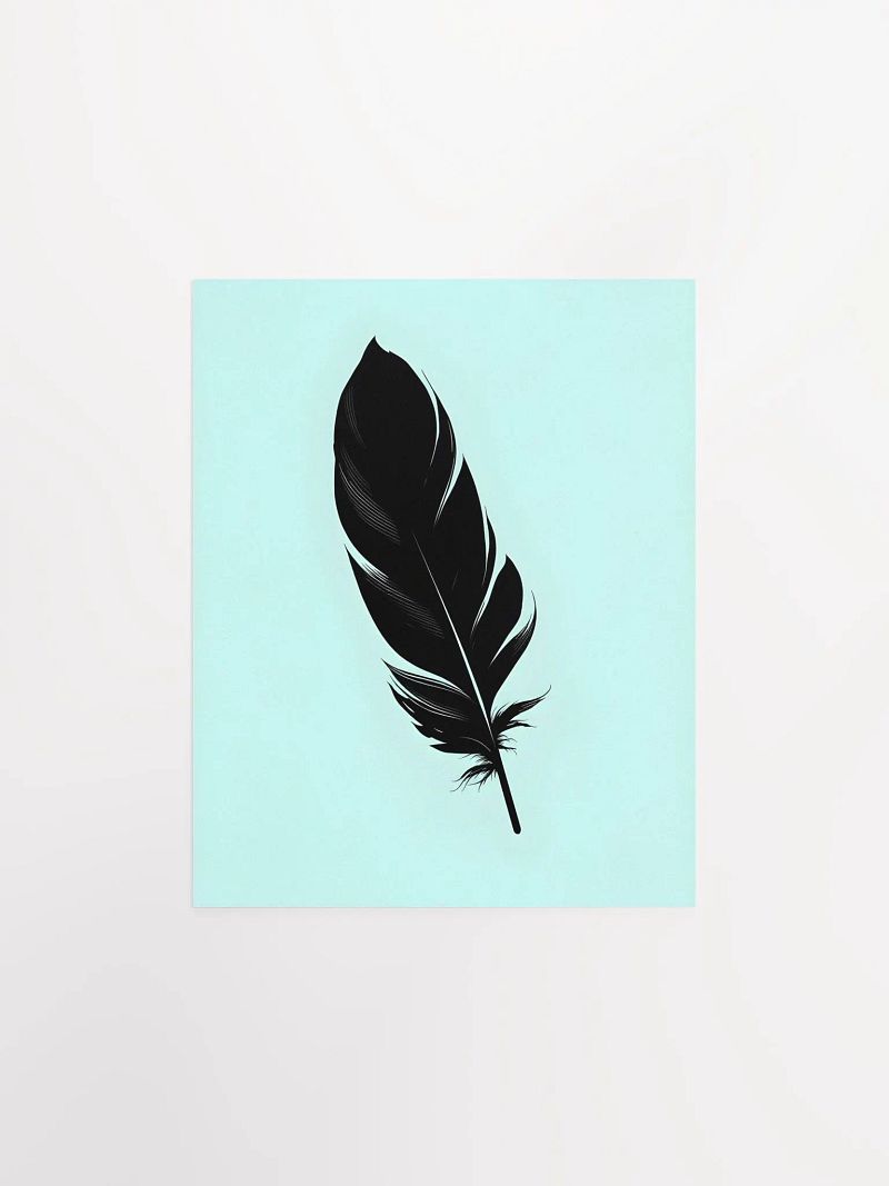 Black Feather - Turquoise Background