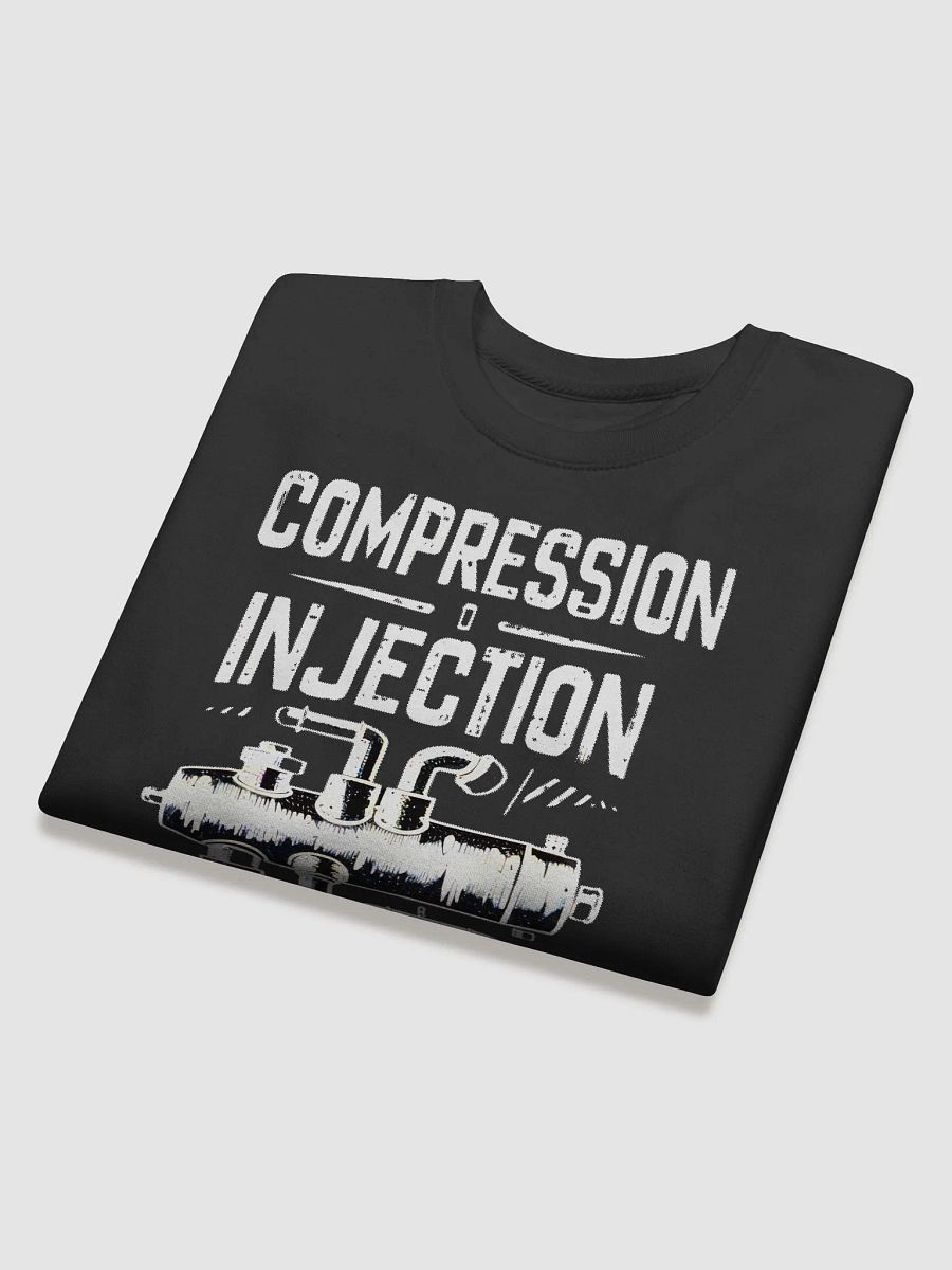 Funny 'Compression, Injection, Ignition' Long Sleeve Sweater - Cozy and Comedic Pullover