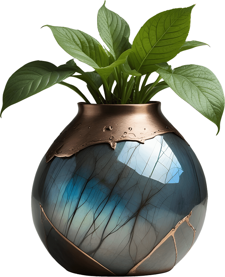 Stellar Luxe – Labradorite & Copper Harmony Vase PNG product image (1)