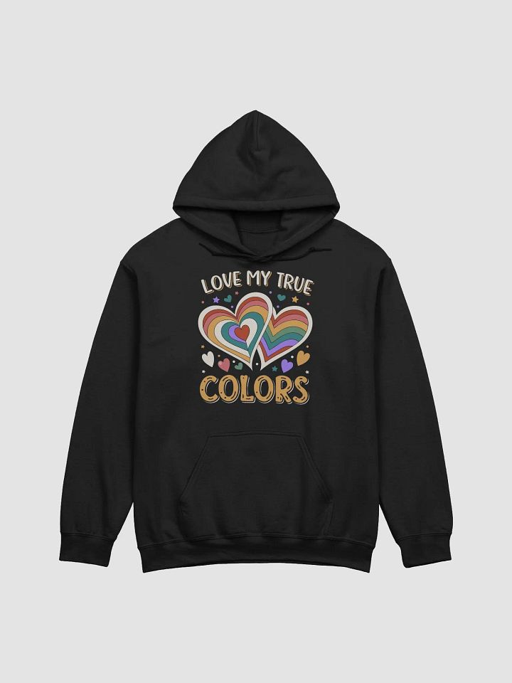Love My True Colors Rainbow Heart Hoodie | Retro Pride Graphic Hoodie | Inclusive Fashion Statement product image (1)