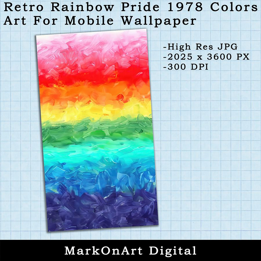 Retro Rainbow Pride 1978 Colors Art For Mobile Phone Wallpaper or Lock Screen | High Res for iPhone or Android Cellphones product image (2)