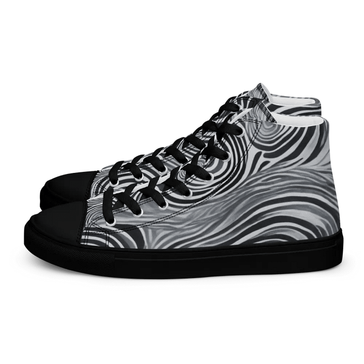 Funky Black & White Noir Liquid Tie-Dye Men's High-Top Canvas Shoes product image (2)