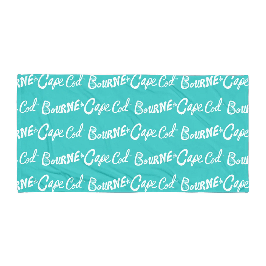 BRN.2C.C.™ | Coastal Classic Beach Towel | All-Over Horizontal Logo Print | Vibrant Colors for Salty Souls | White Logo on Dark Turquoise product image (1)