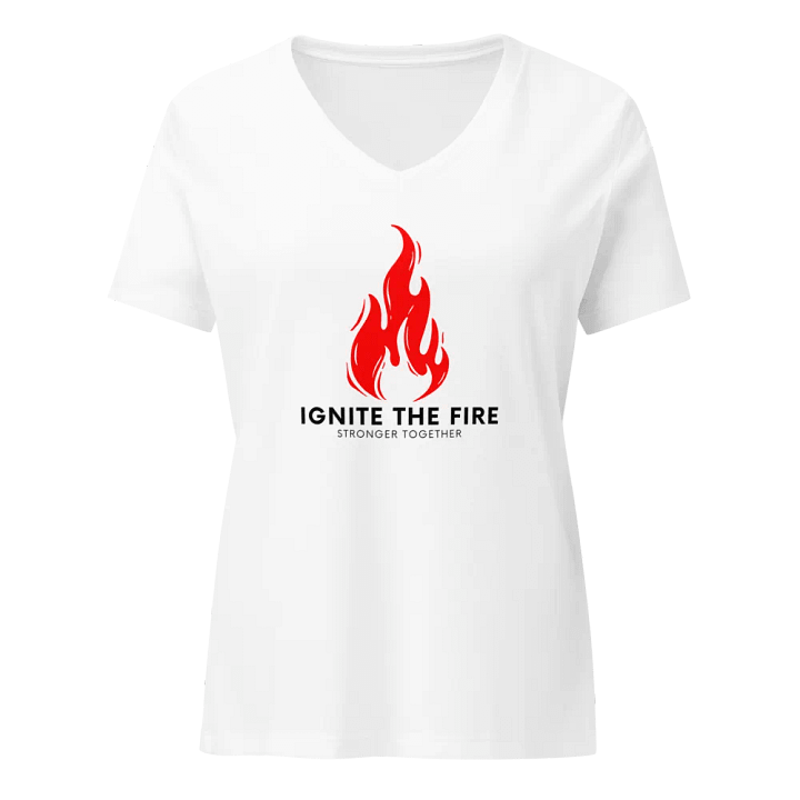Ignite The Fire VNeck Woman's Tshirt (White) - Stronger Together product image (1)