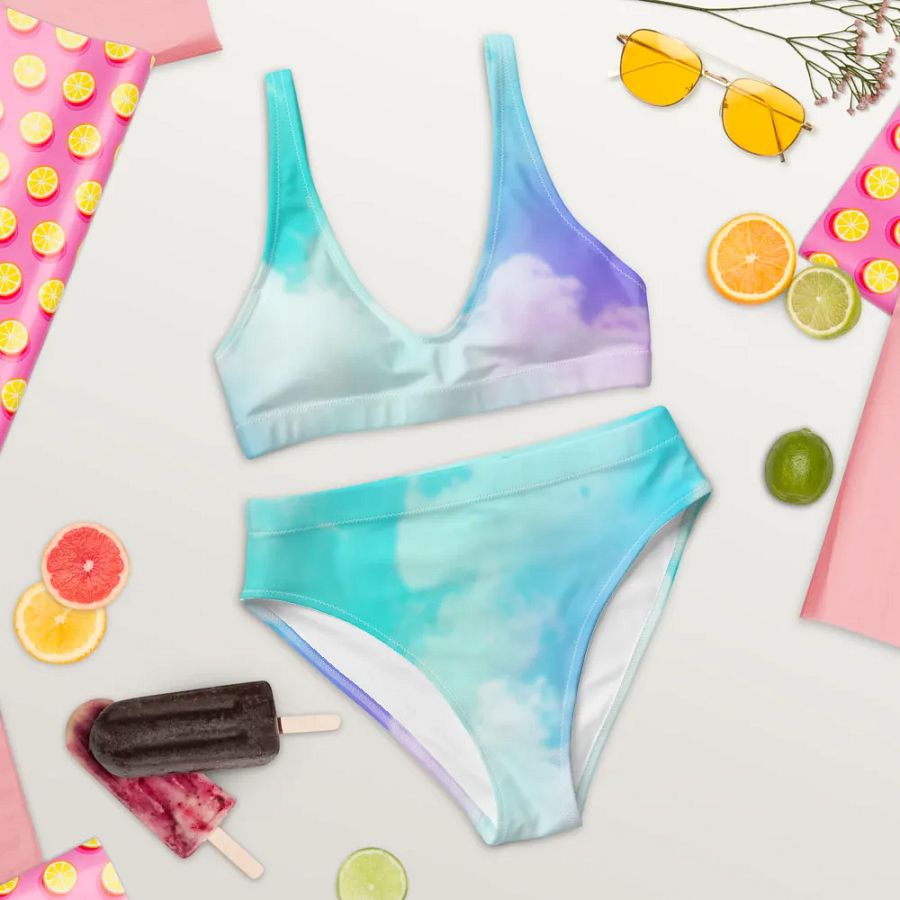Blur cloud rainbow Design High Waisted Bikini - V2 product image (9)