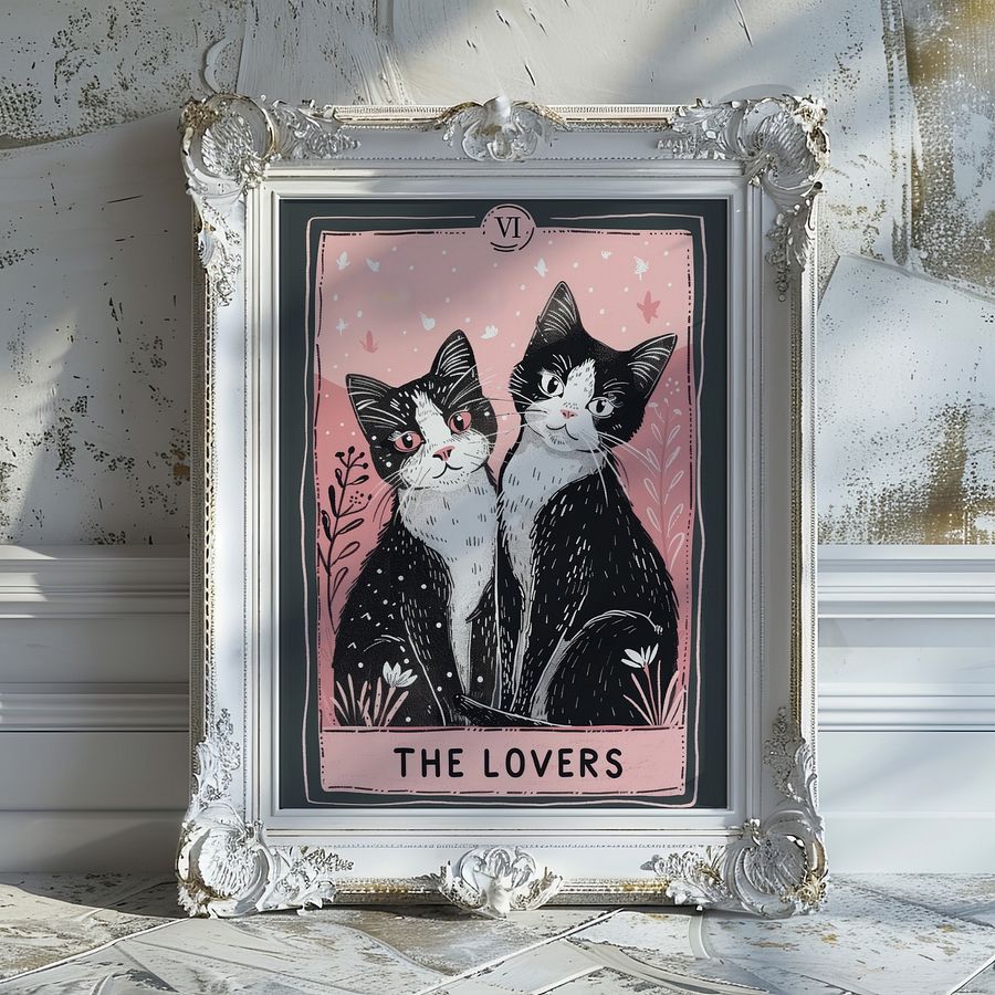 The Lovers Tarot Card Feline Art Print product image (2)