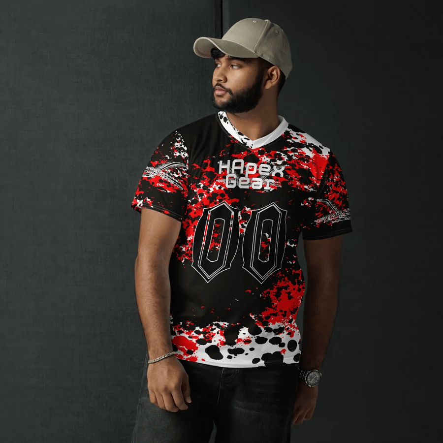 Recycled Unisex Sports Jersey - White HApex Gear Black Logo product image (6)