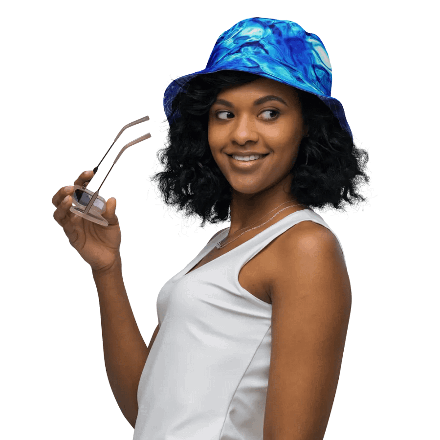 Blue and White Kaleidoscope Buckethat product image (8)
