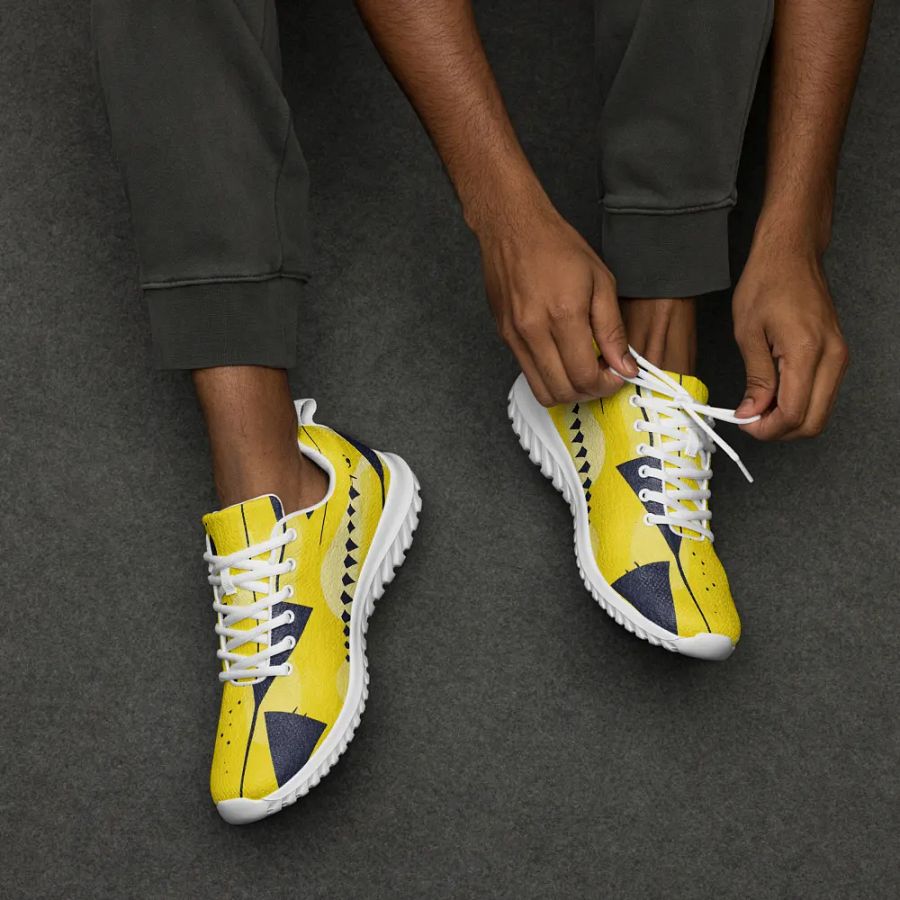 Yellow Abstract Men's Athletic Shoes #560 product image (4)
