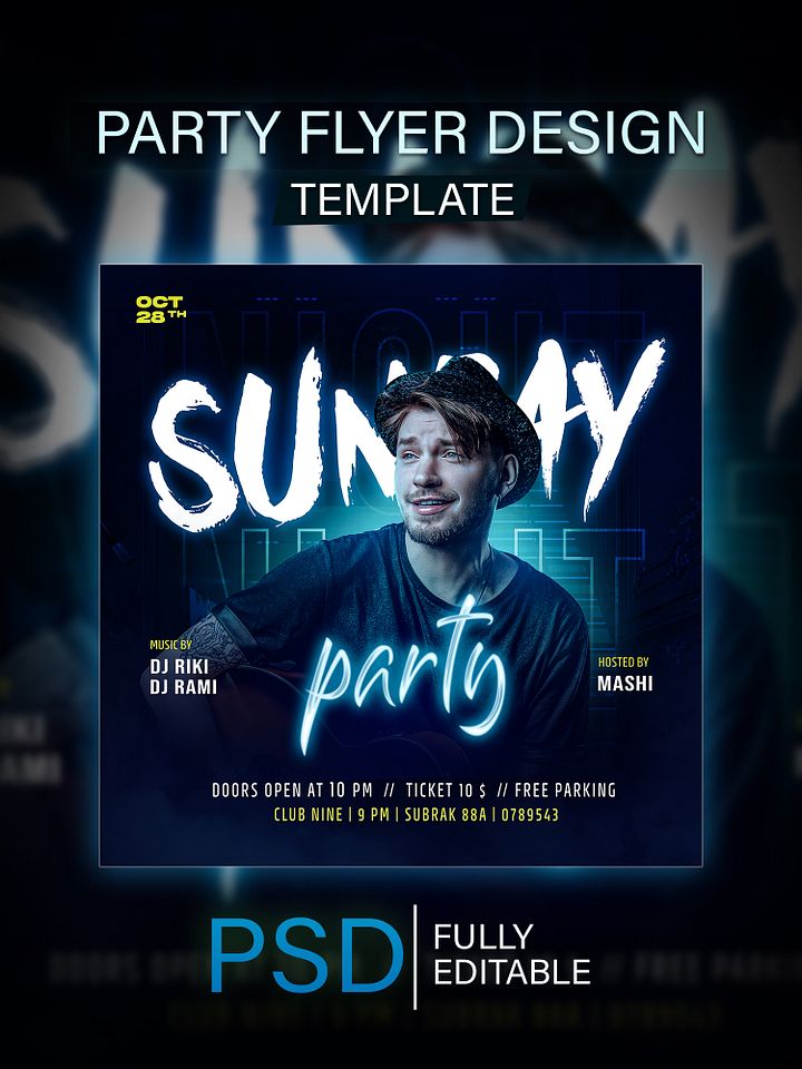 Sunday Night Vibes Party Flyer PSD Template product image (1)