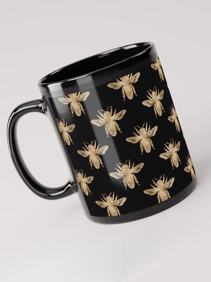 Golden Bees Patterned Black Mug product image (3)