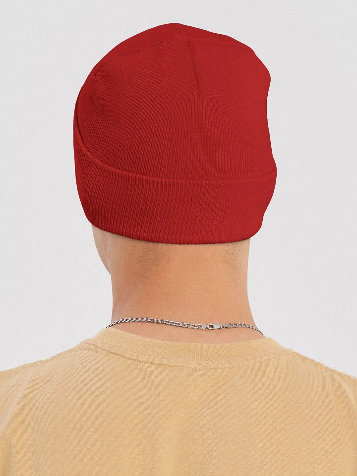 Plain Color Red Knit Cuffed Beanie Hat product image (2)