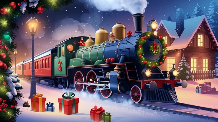 Mesmerizing Christmas Train A Nostalgic Winter Journey - Frame TV III product image (1)