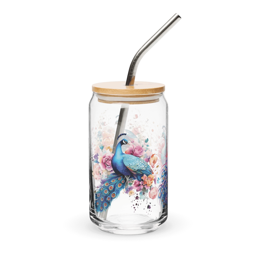 Peacock Paradise Glass Can Sipper product image (4)