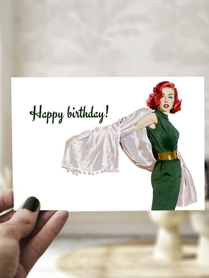 1950s Vintage Hollywood Glam Happy Birthday Card product image (1)