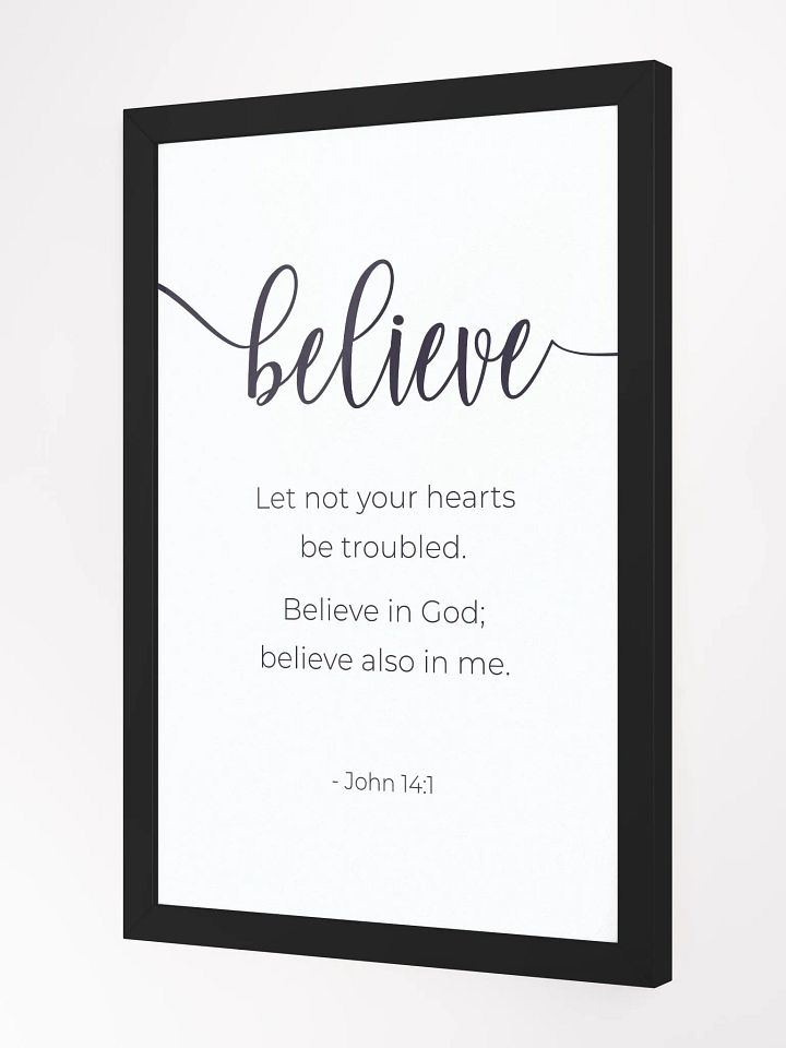 Christian Wall Art - John 14:1 'Believe In God' with Elegant Frame product image (2)