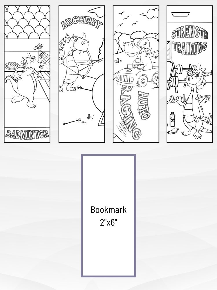 Printable Dragons Playing Sports Coloring Bookmarks - 2