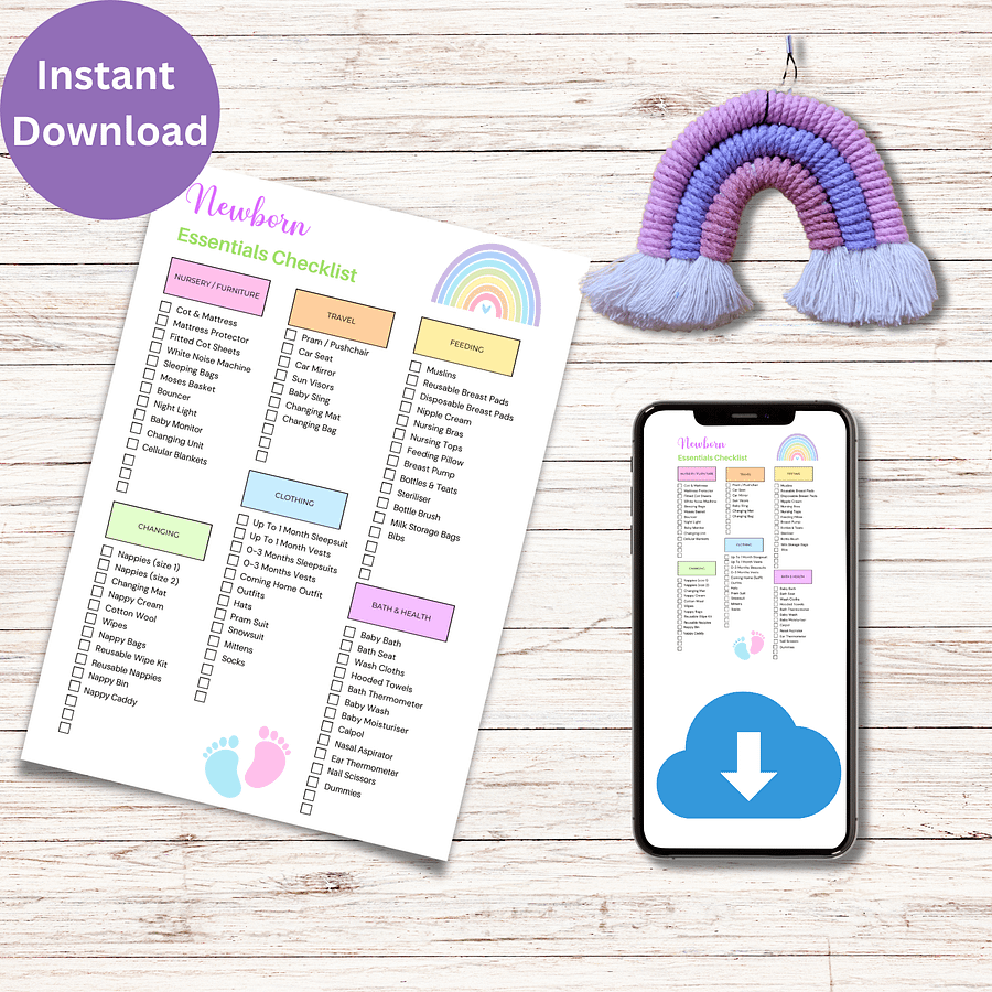 Printable Newborn Baby Essentials Checklist product image (4)
