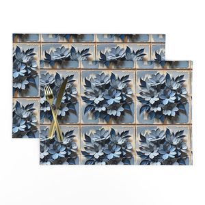 Seamless Pattern - Painted Floral Tile Pattern 1 in Shades of Blue and White product image (9)