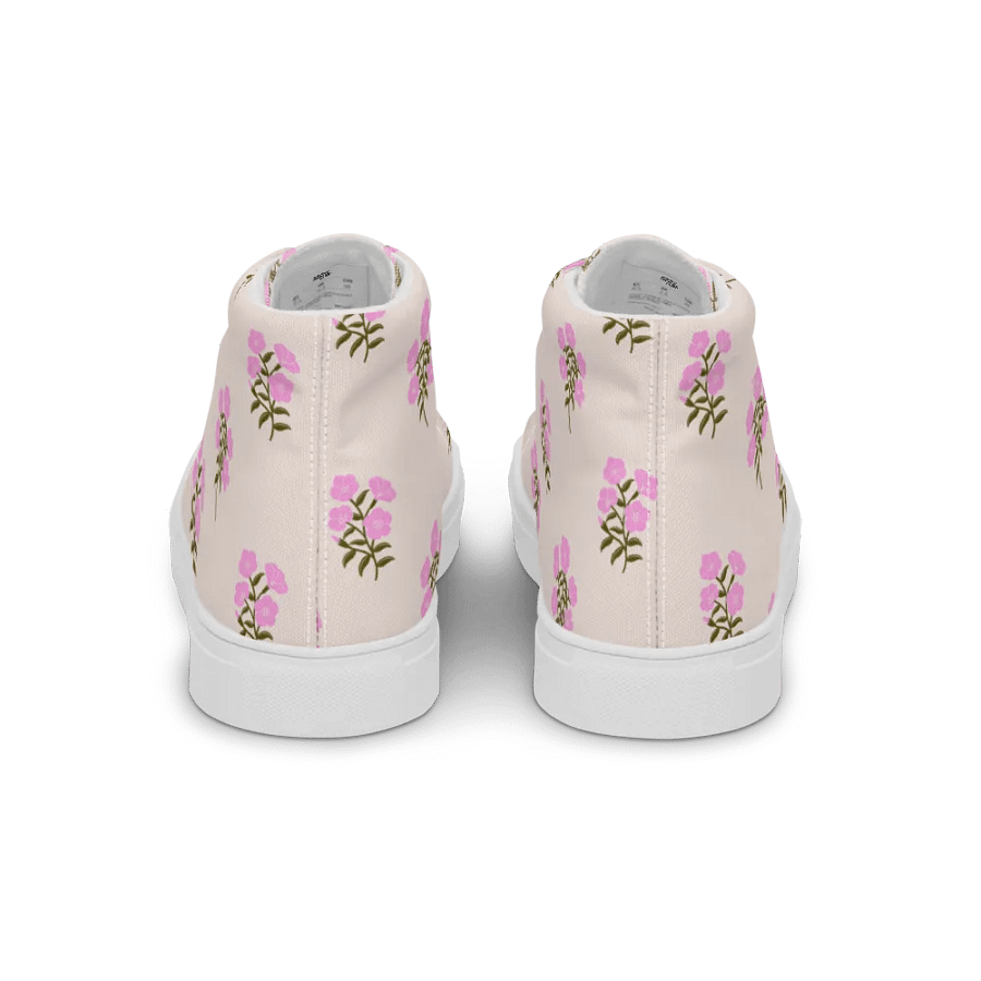 Alpine Cascade - Pink and Forest Green - Women High Top Canvas Shoes product image (5)