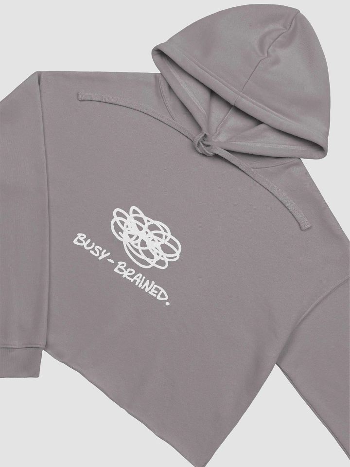 BUSY-BRAINED (white design) fleece cropped hoodie product image (25)